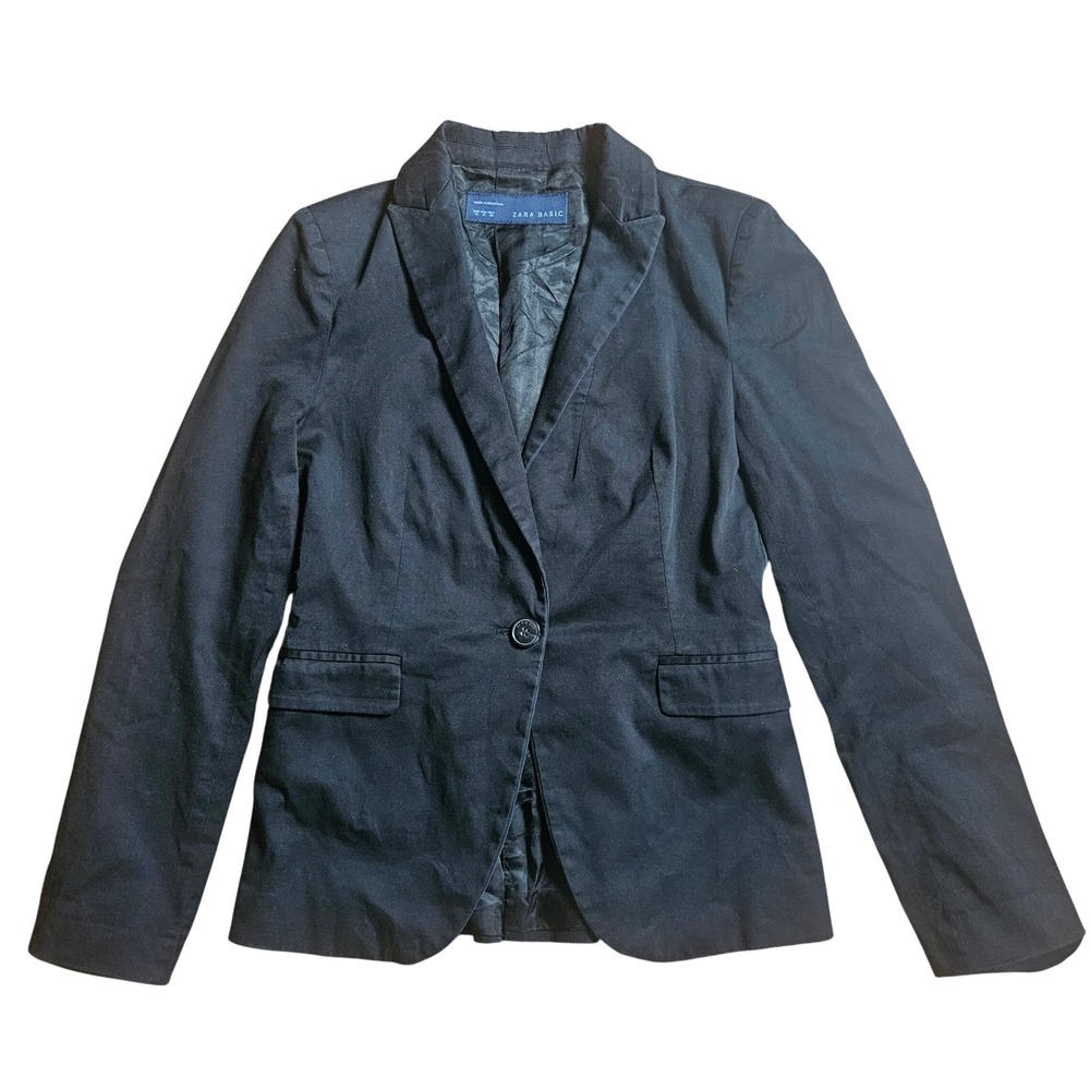 Zara Basic Womens Single Button Tailored Blazer Jacket M Corpcore Office Siren